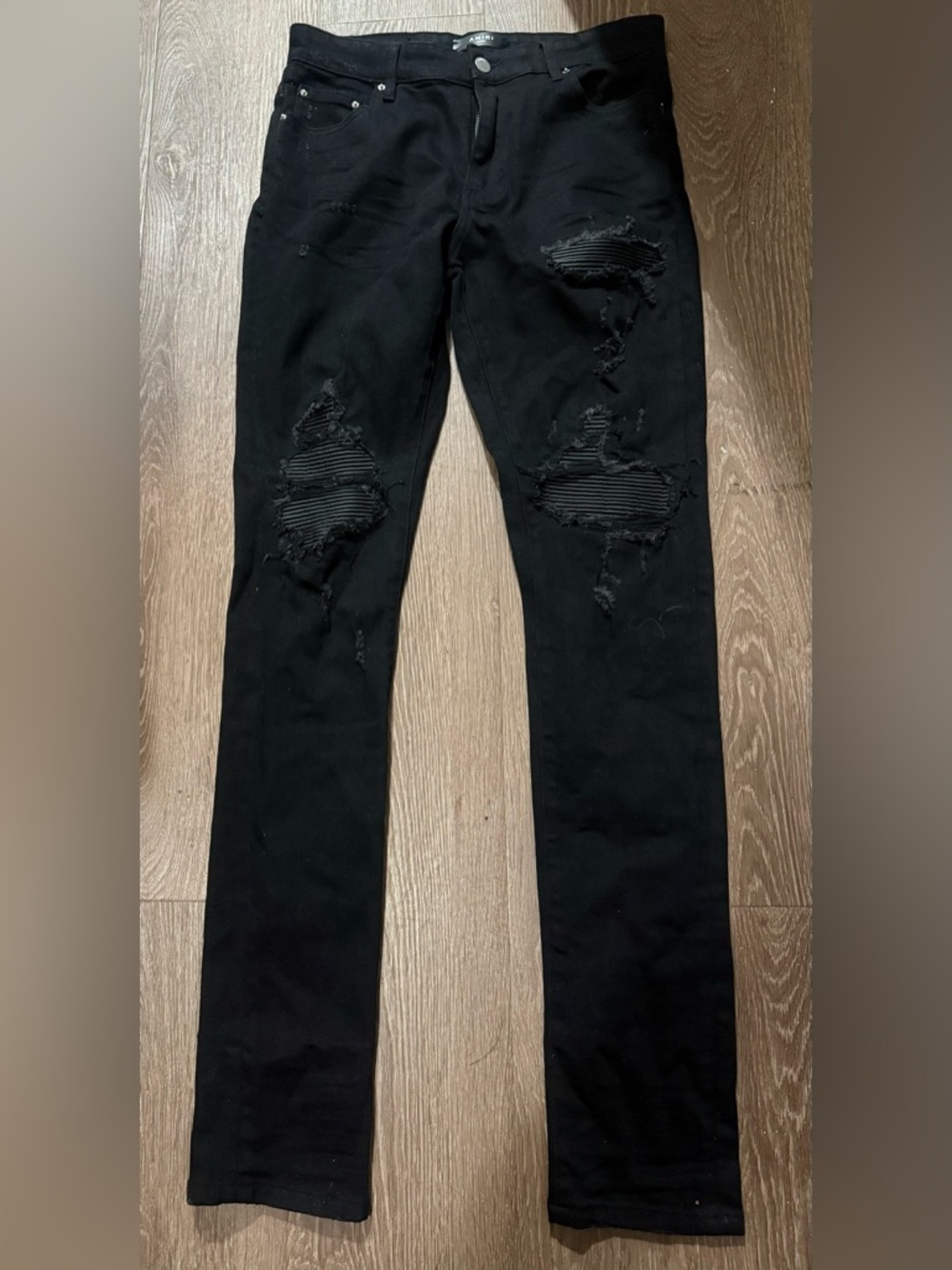 AMIRI Black Distressed Skinny Jeans